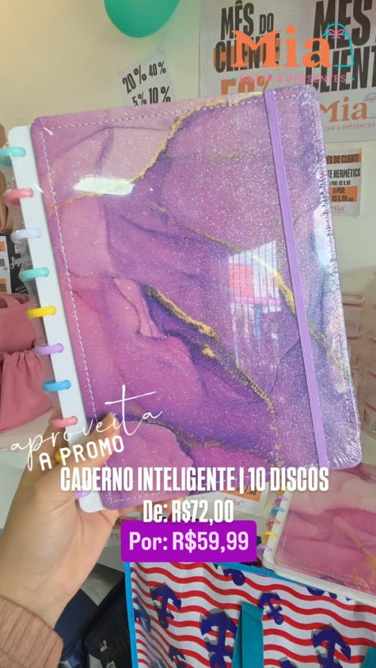 Caderno de discos: papelaria para organizar do seu jeito — imagem publicada pela Mia
