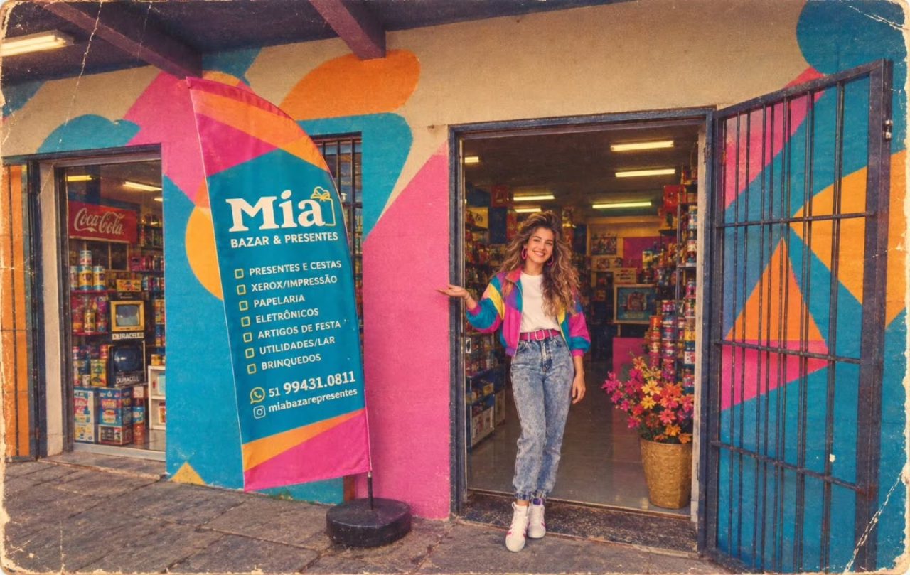 E se a Mia fosse nos anos 80? Uma brincadeira com cor e memória — imagem publicada pela Mia